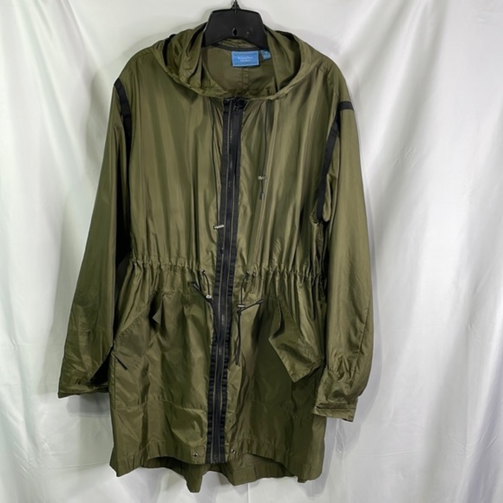 Simply Vera olive and black rip stop nylon hooded windbreaker